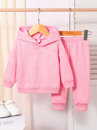Children's Embossed Floral Hoodie & Pants Set